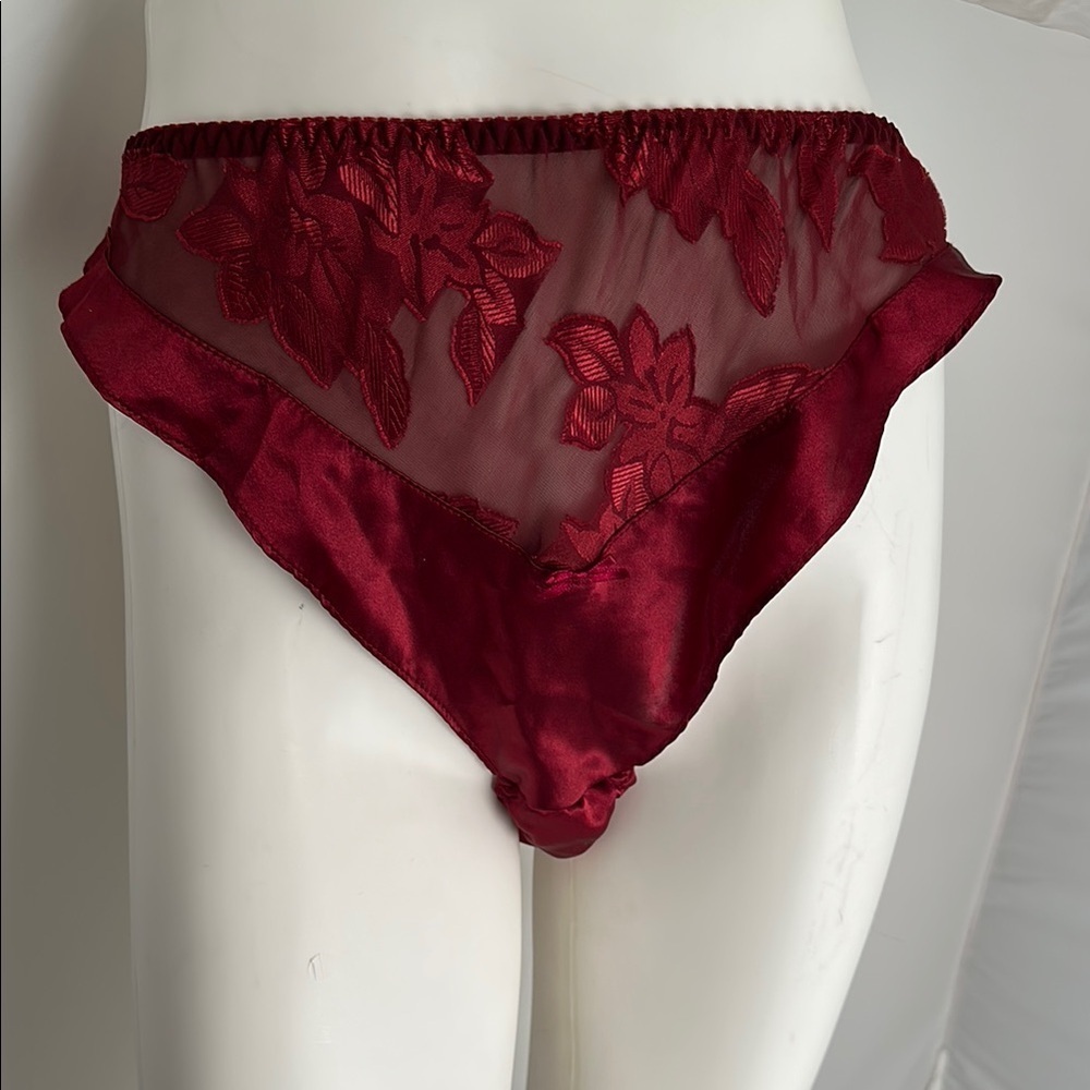 Delicates vintage burgundy satin flutter panty
